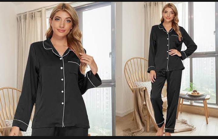 Plain Silk Night Dress For Girls - Silk Night Suit For Women Girls - Silk Sleepwear For Women
