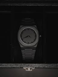 Black arabic aura watch in stainless steel